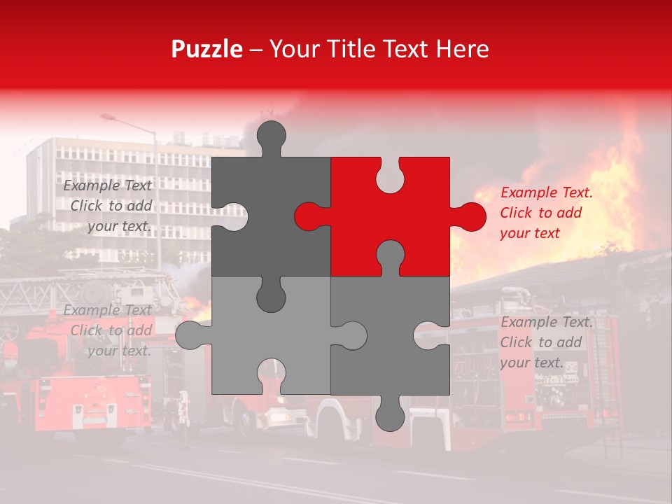 A Red Fire Truck With Black Smoke Coming Out Of It PowerPoint Template