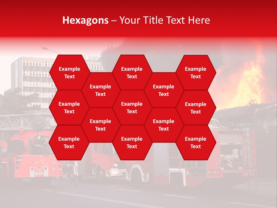 A Red Fire Truck With Black Smoke Coming Out Of It PowerPoint Template
