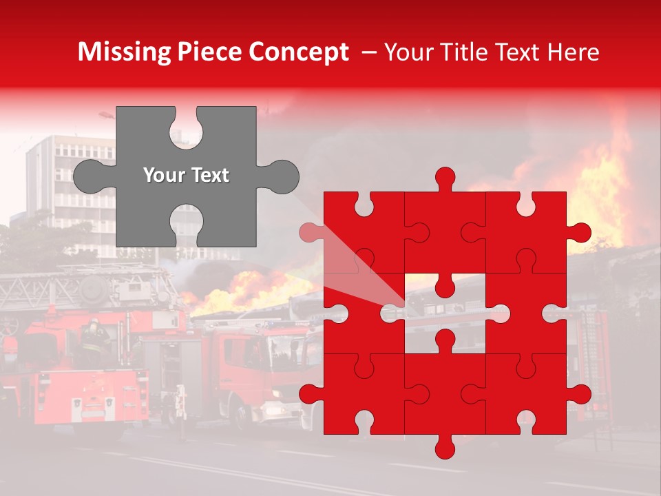 A Red Fire Truck With Black Smoke Coming Out Of It PowerPoint Template