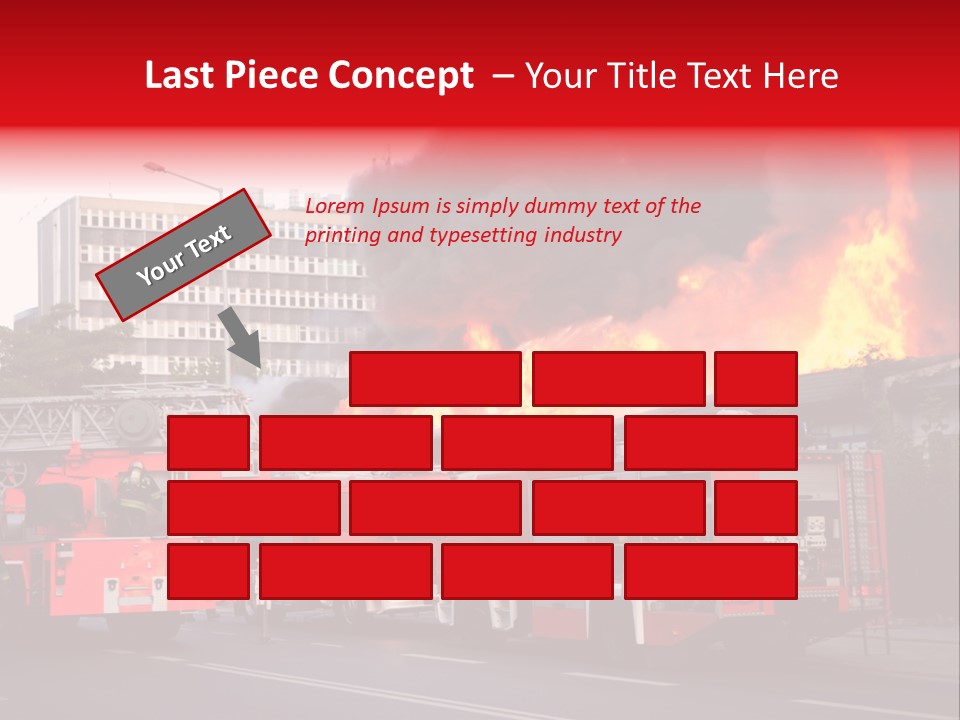A Red Fire Truck With Black Smoke Coming Out Of It PowerPoint Template