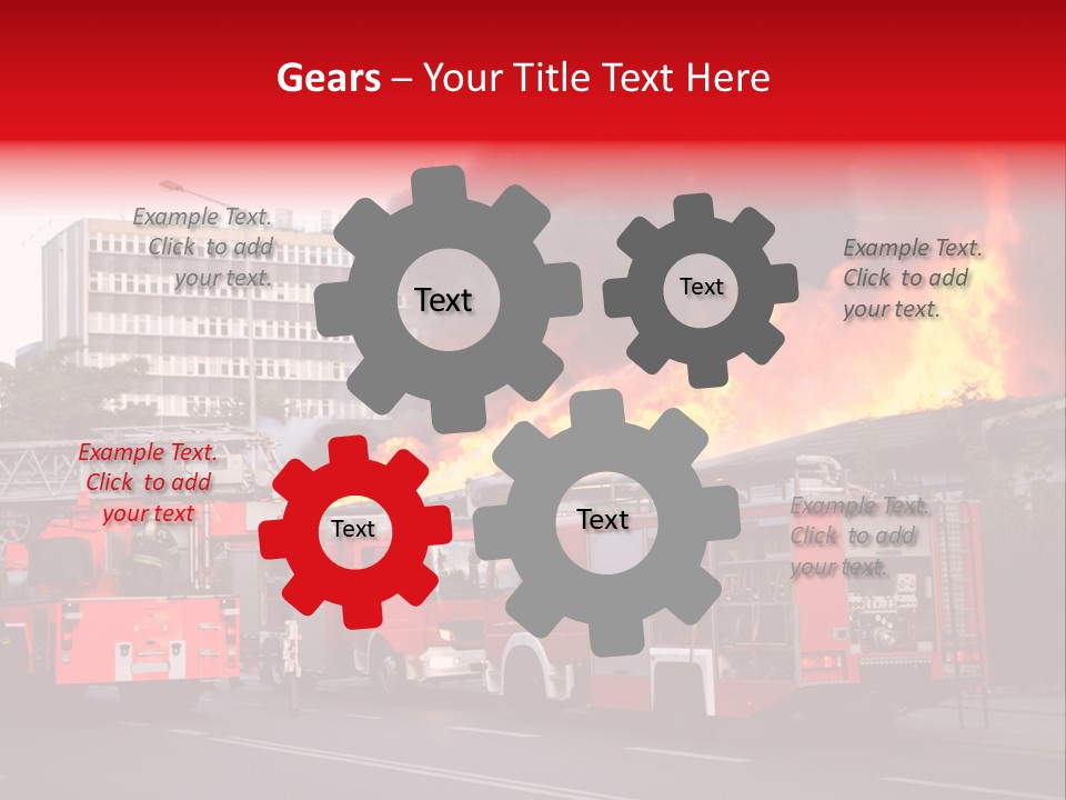 A Red Fire Truck With Black Smoke Coming Out Of It PowerPoint Template