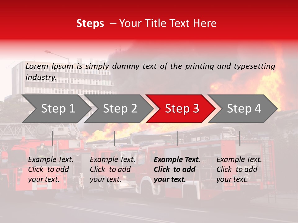A Red Fire Truck With Black Smoke Coming Out Of It PowerPoint Template