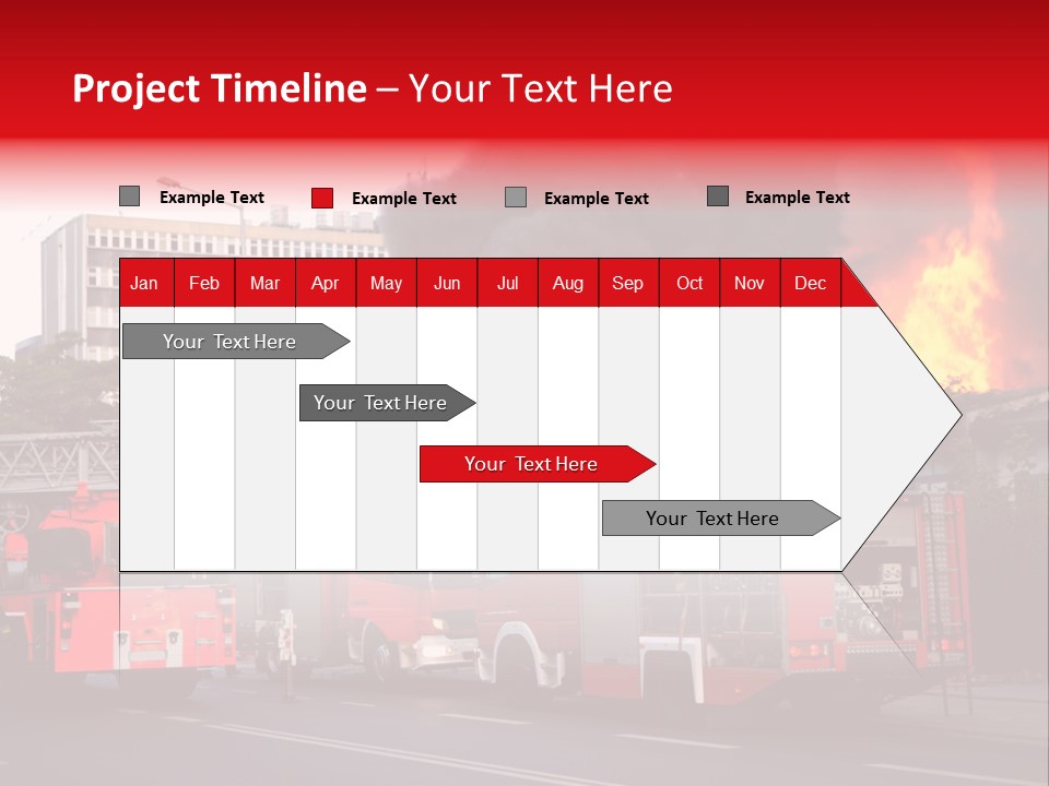 A Red Fire Truck With Black Smoke Coming Out Of It PowerPoint Template