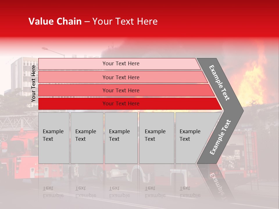 A Red Fire Truck With Black Smoke Coming Out Of It PowerPoint Template