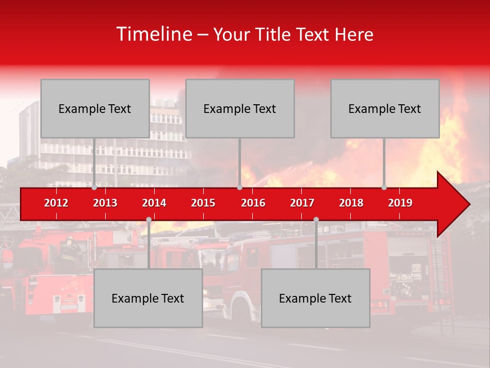 A Red Fire Truck With Black Smoke Coming Out Of It PowerPoint Template