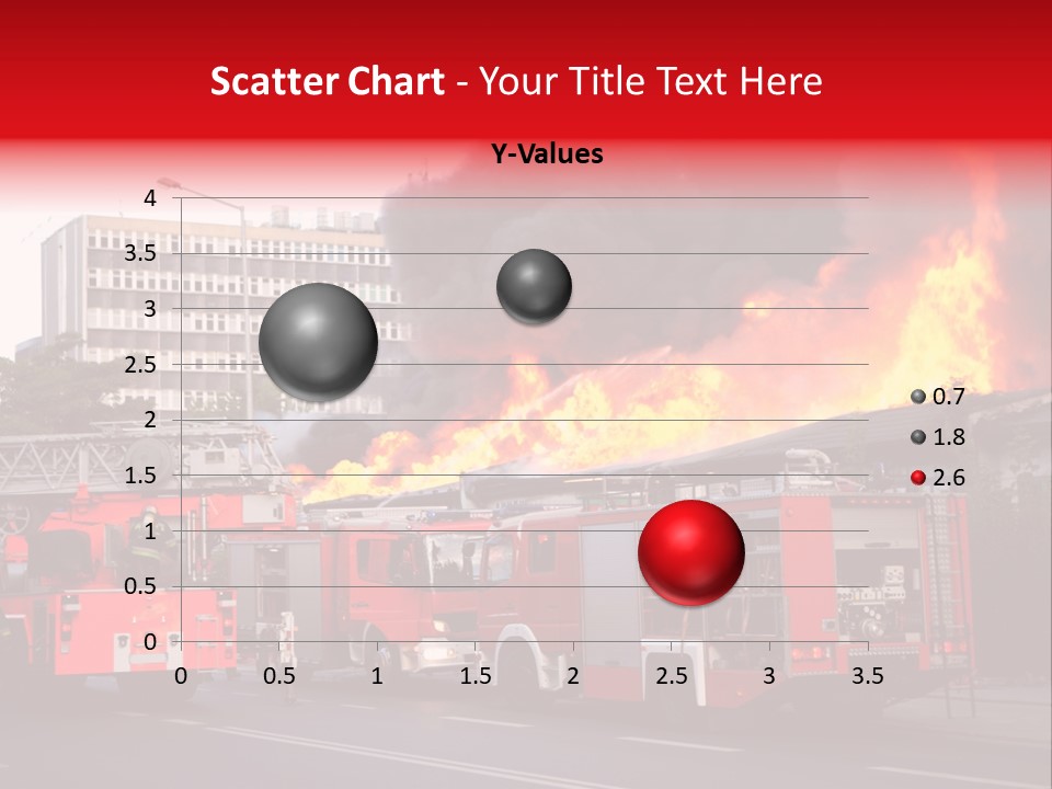 A Red Fire Truck With Black Smoke Coming Out Of It PowerPoint Template