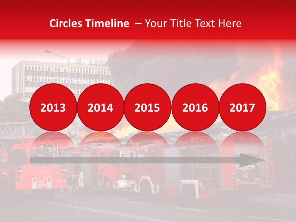 A Red Fire Truck With Black Smoke Coming Out Of It PowerPoint Template