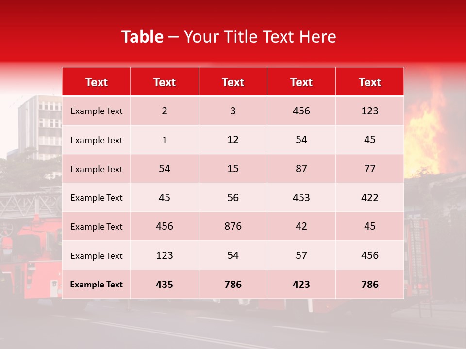 A Red Fire Truck With Black Smoke Coming Out Of It PowerPoint Template