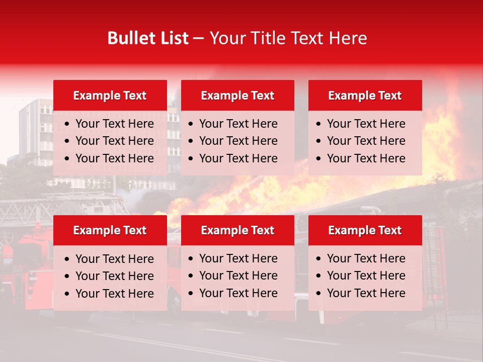 A Red Fire Truck With Black Smoke Coming Out Of It PowerPoint Template