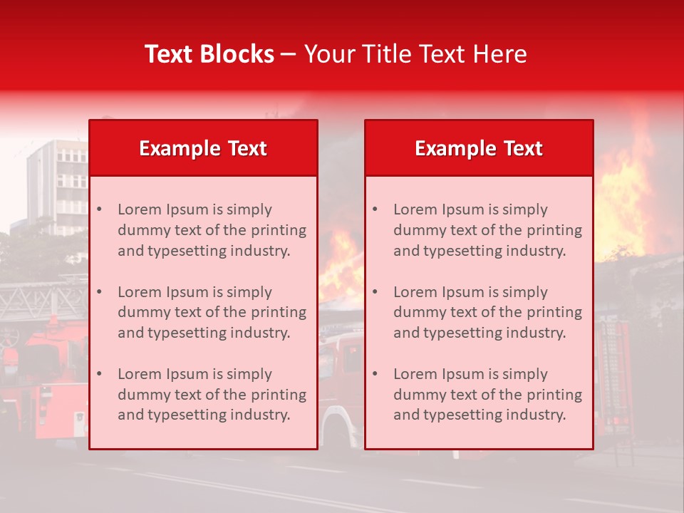 A Red Fire Truck With Black Smoke Coming Out Of It PowerPoint Template