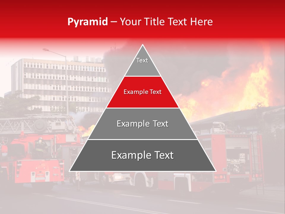 A Red Fire Truck With Black Smoke Coming Out Of It PowerPoint Template