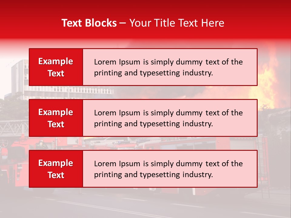 A Red Fire Truck With Black Smoke Coming Out Of It PowerPoint Template