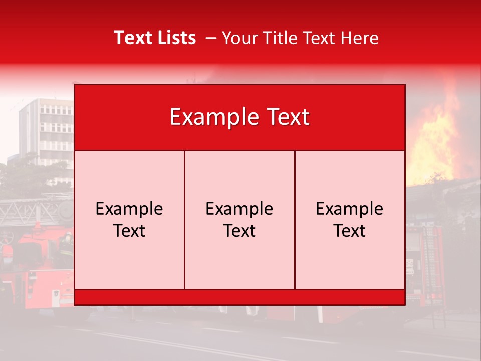 A Red Fire Truck With Black Smoke Coming Out Of It PowerPoint Template
