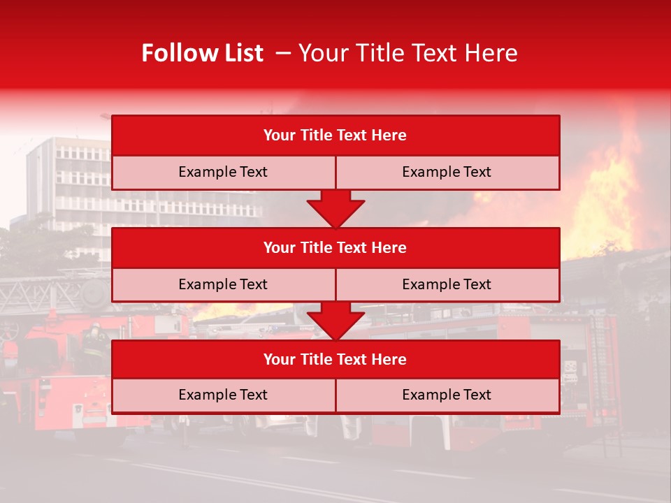 A Red Fire Truck With Black Smoke Coming Out Of It PowerPoint Template
