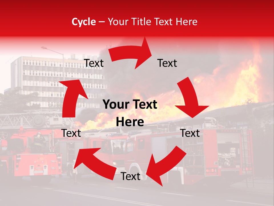 A Red Fire Truck With Black Smoke Coming Out Of It PowerPoint Template
