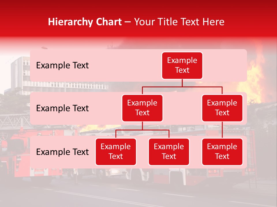 A Red Fire Truck With Black Smoke Coming Out Of It PowerPoint Template