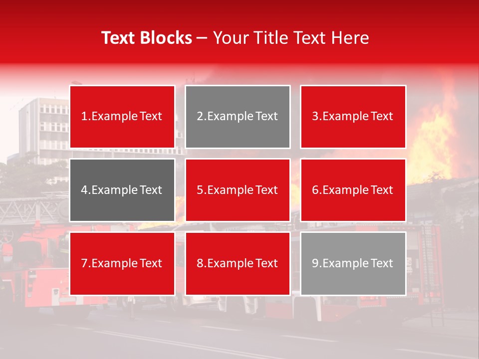 A Red Fire Truck With Black Smoke Coming Out Of It PowerPoint Template