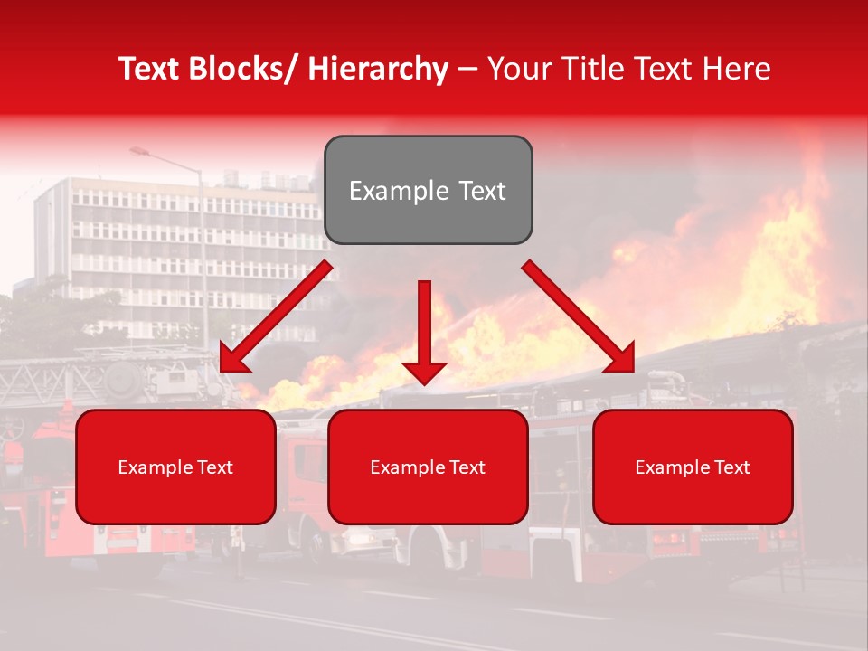 A Red Fire Truck With Black Smoke Coming Out Of It PowerPoint Template