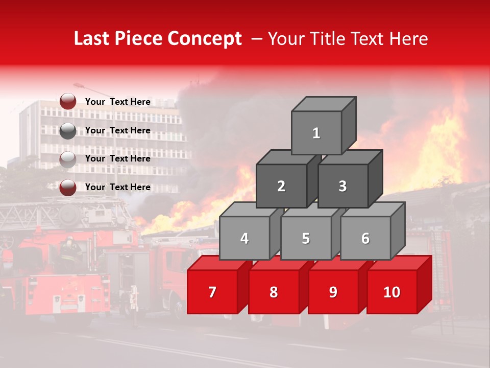 A Red Fire Truck With Black Smoke Coming Out Of It PowerPoint Template