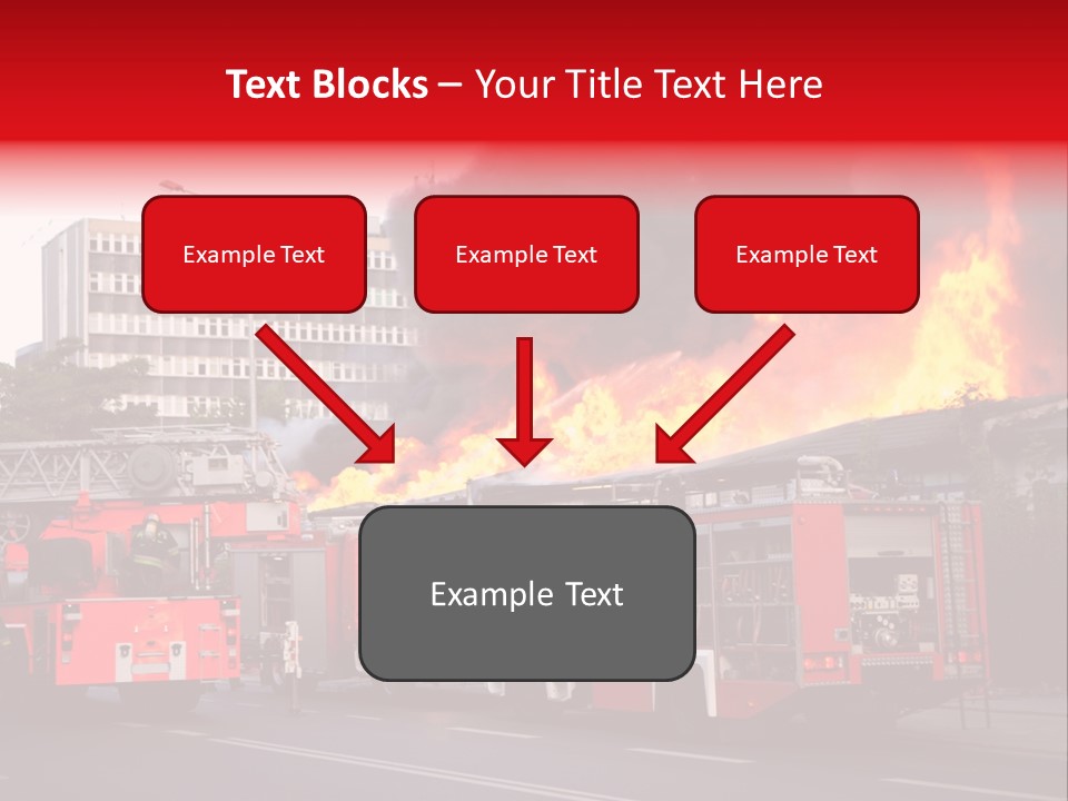 A Red Fire Truck With Black Smoke Coming Out Of It PowerPoint Template