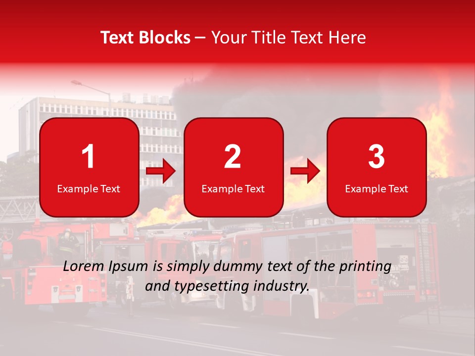 A Red Fire Truck With Black Smoke Coming Out Of It PowerPoint Template