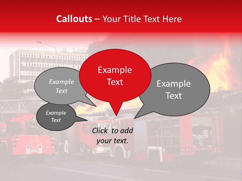 A Red Fire Truck With Black Smoke Coming Out Of It PowerPoint Template