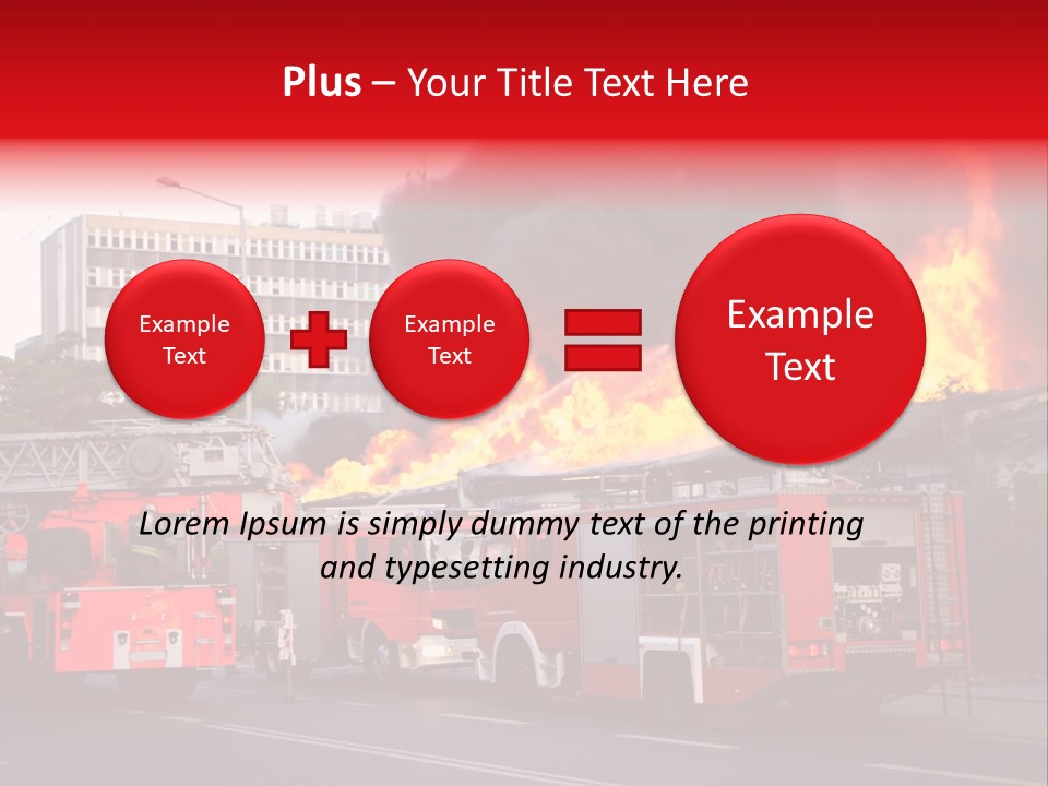 A Red Fire Truck With Black Smoke Coming Out Of It PowerPoint Template