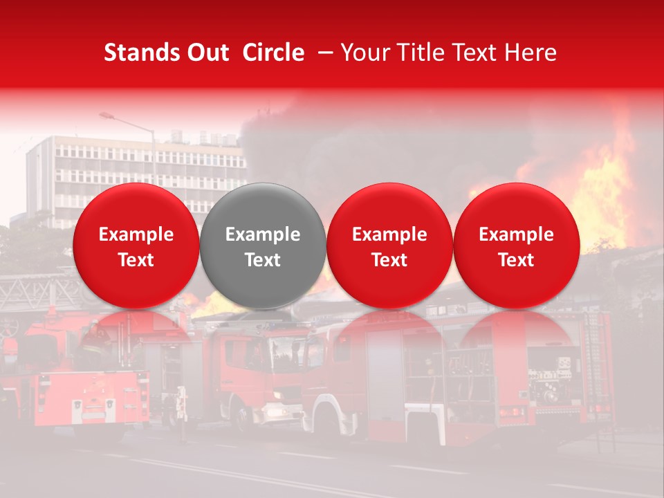 A Red Fire Truck With Black Smoke Coming Out Of It PowerPoint Template
