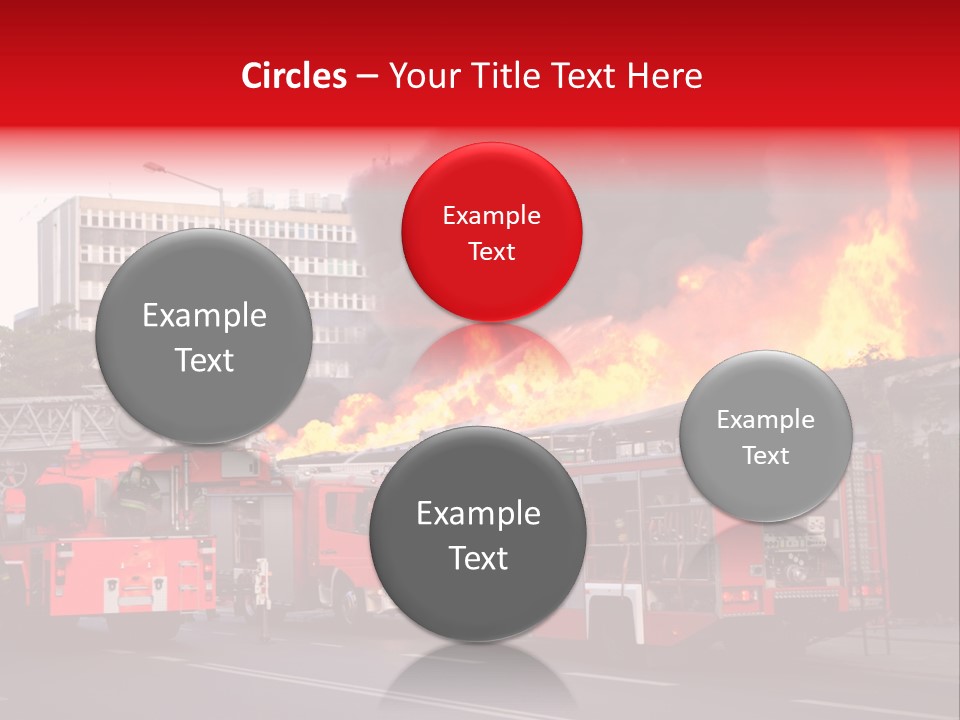 A Red Fire Truck With Black Smoke Coming Out Of It PowerPoint Template