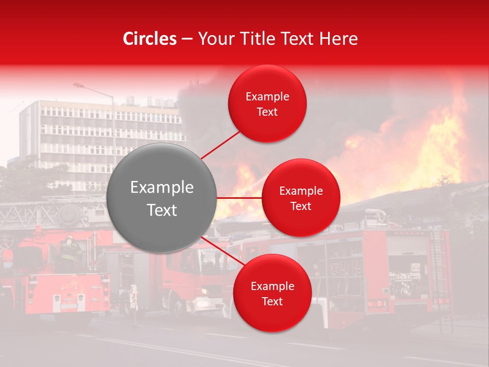 A Red Fire Truck With Black Smoke Coming Out Of It PowerPoint Template