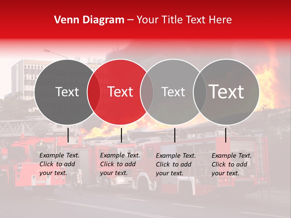A Red Fire Truck With Black Smoke Coming Out Of It PowerPoint Template