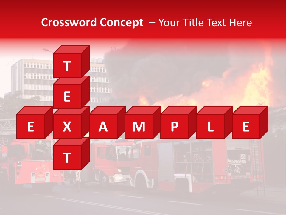 A Red Fire Truck With Black Smoke Coming Out Of It PowerPoint Template