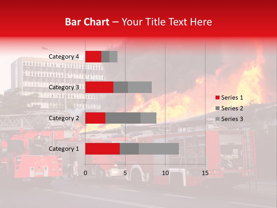 A Red Fire Truck With Black Smoke Coming Out Of It PowerPoint Template