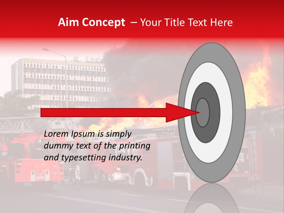 A Red Fire Truck With Black Smoke Coming Out Of It PowerPoint Template