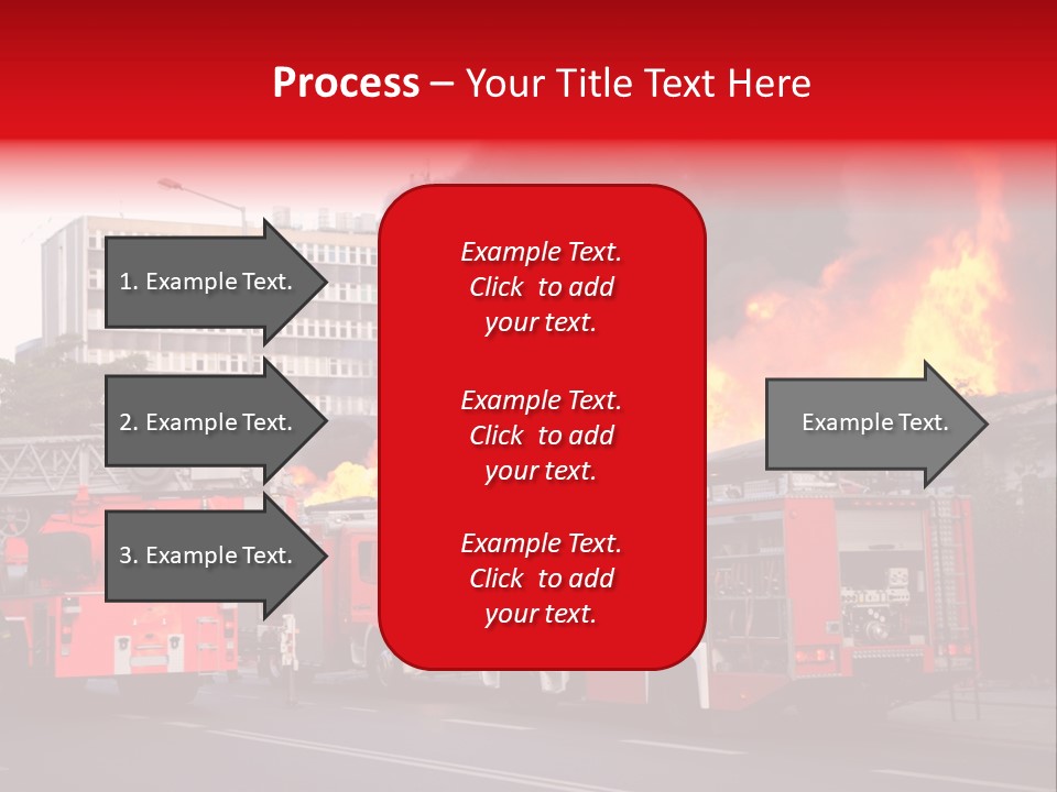 A Red Fire Truck With Black Smoke Coming Out Of It PowerPoint Template