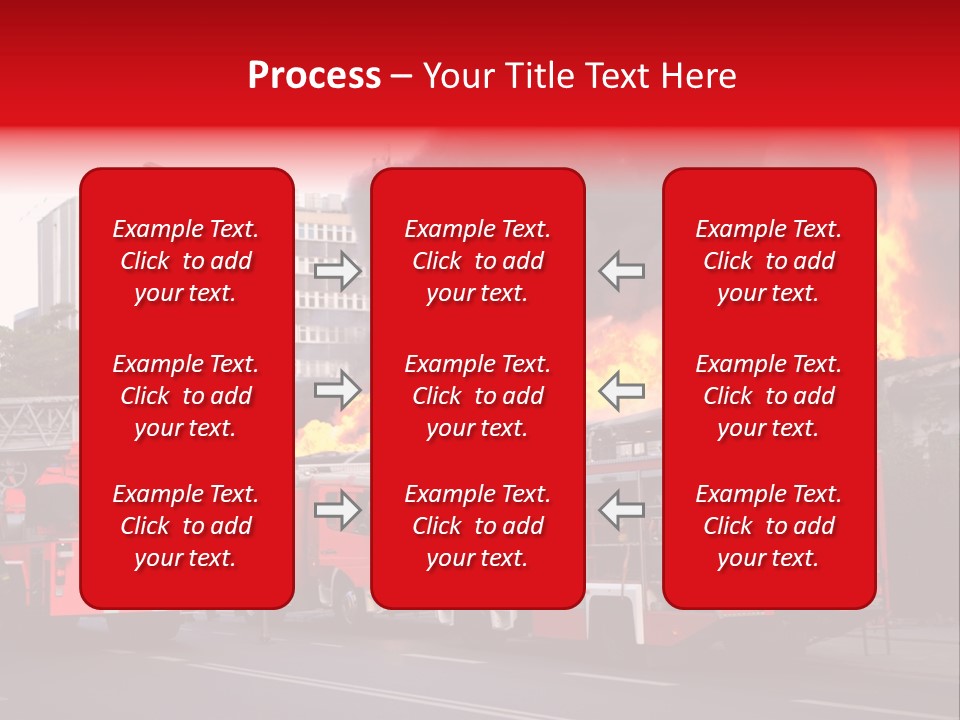 A Red Fire Truck With Black Smoke Coming Out Of It PowerPoint Template