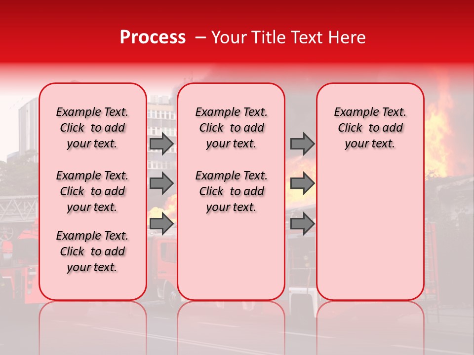 A Red Fire Truck With Black Smoke Coming Out Of It PowerPoint Template