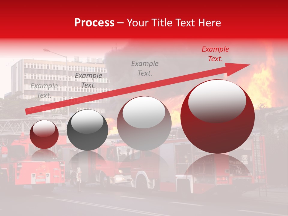 A Red Fire Truck With Black Smoke Coming Out Of It PowerPoint Template