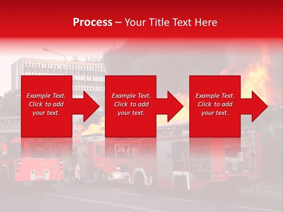 A Red Fire Truck With Black Smoke Coming Out Of It PowerPoint Template