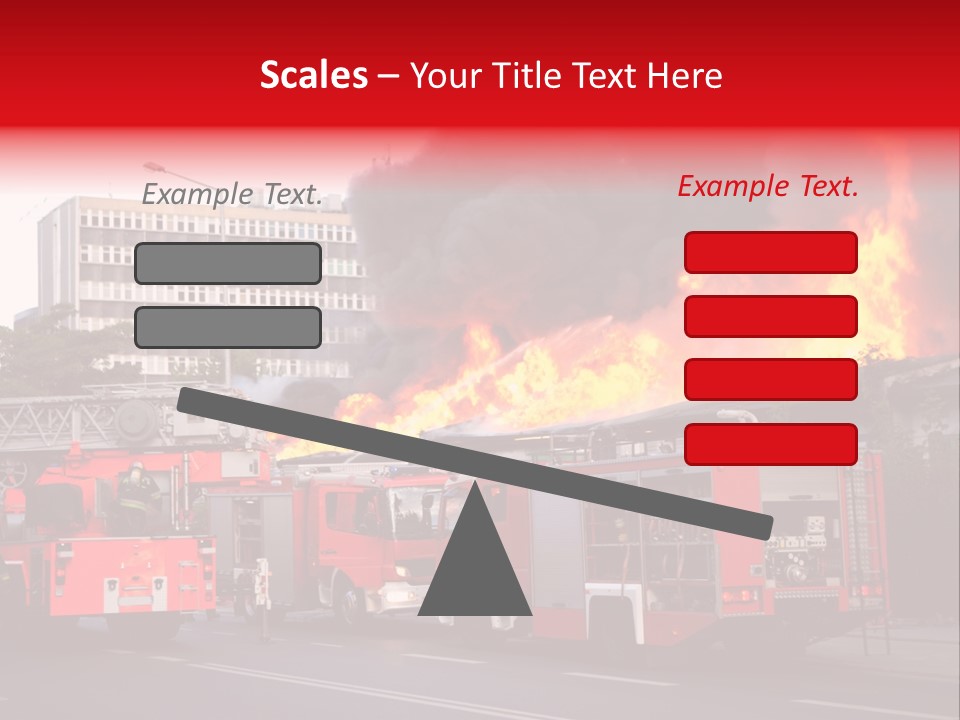 A Red Fire Truck With Black Smoke Coming Out Of It PowerPoint Template