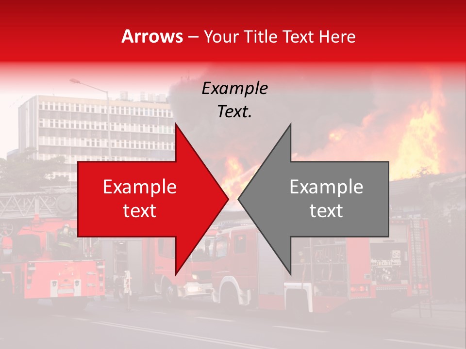 A Red Fire Truck With Black Smoke Coming Out Of It PowerPoint Template