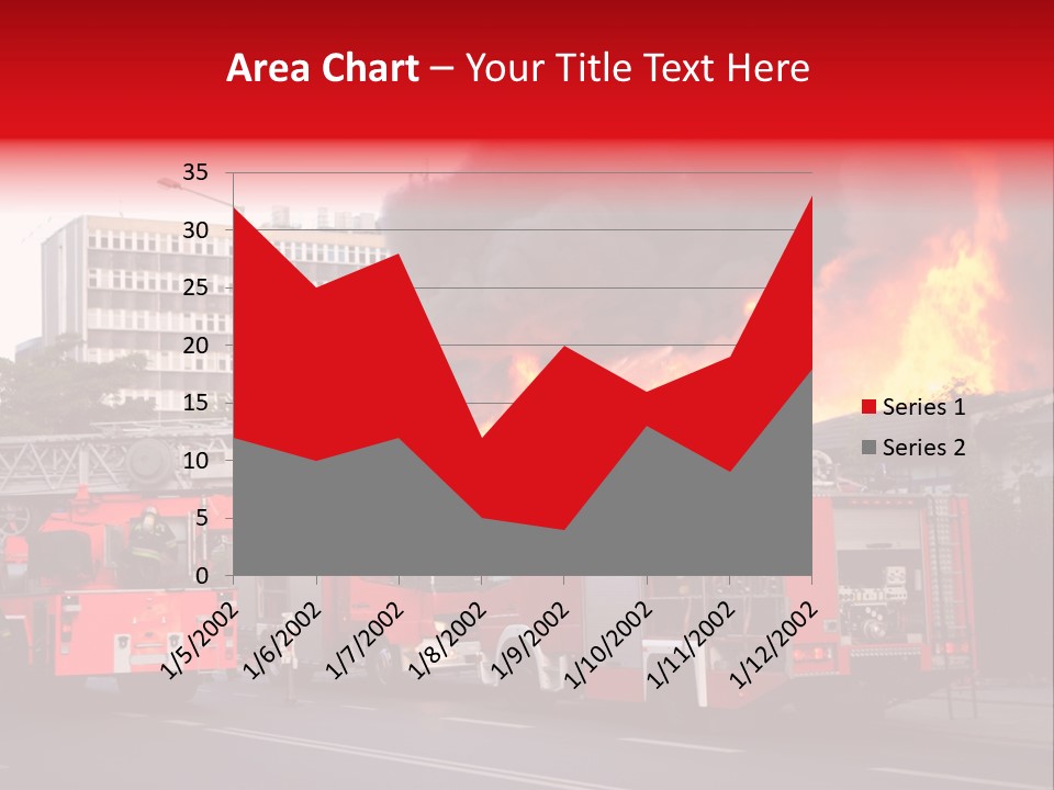 A Red Fire Truck With Black Smoke Coming Out Of It PowerPoint Template