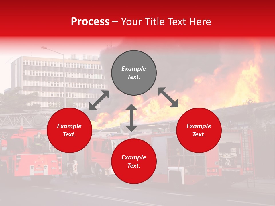 A Red Fire Truck With Black Smoke Coming Out Of It PowerPoint Template