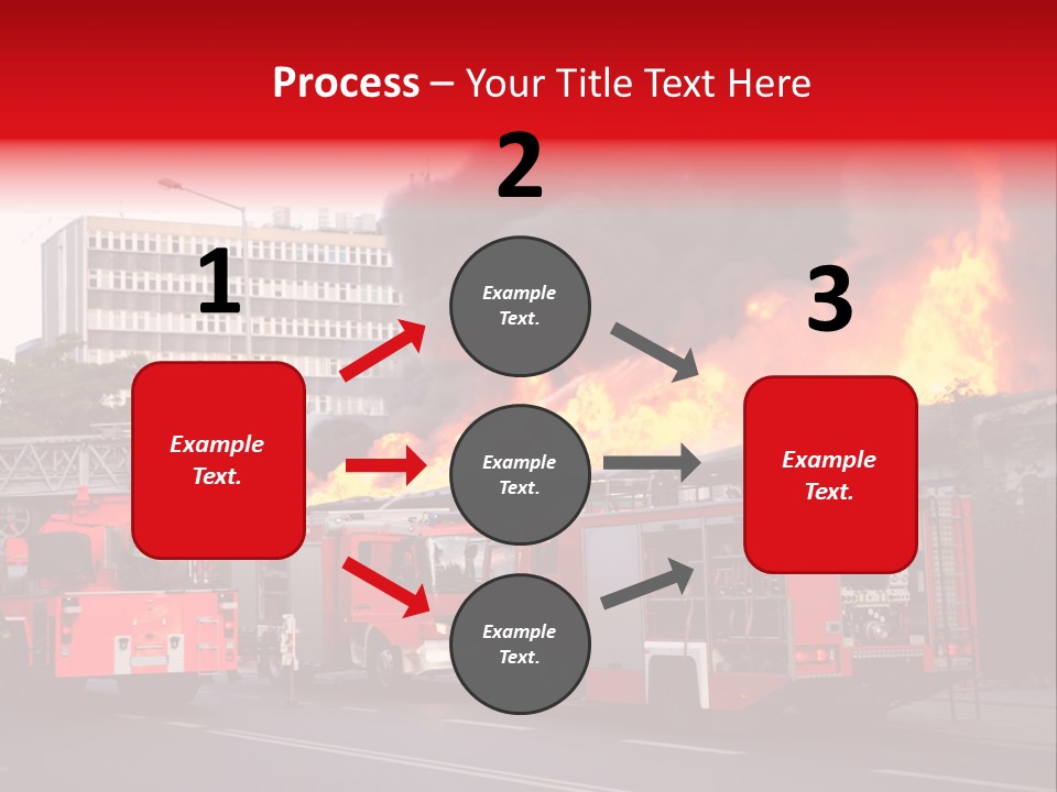A Red Fire Truck With Black Smoke Coming Out Of It PowerPoint Template