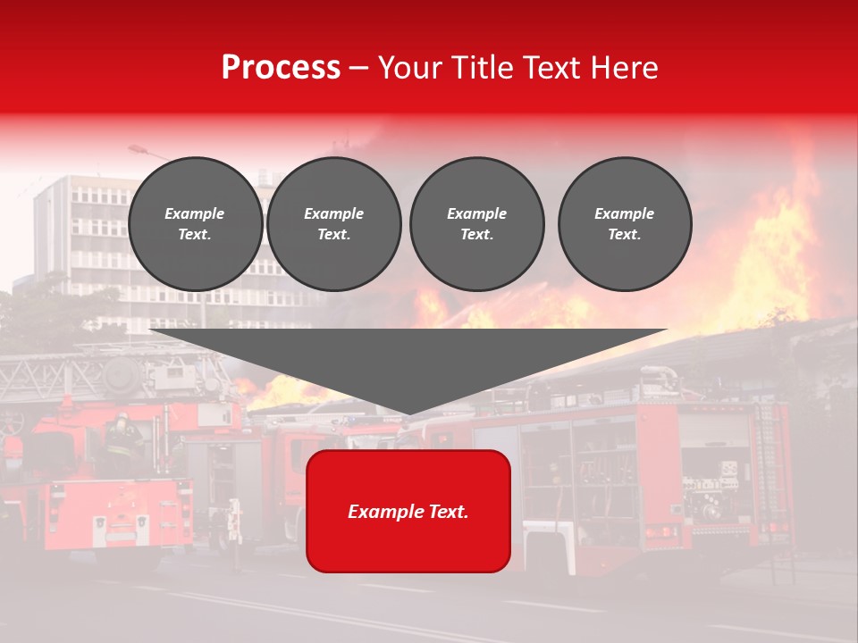 A Red Fire Truck With Black Smoke Coming Out Of It PowerPoint Template