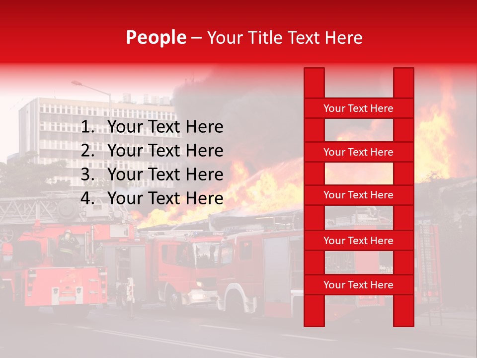A Red Fire Truck With Black Smoke Coming Out Of It PowerPoint Template