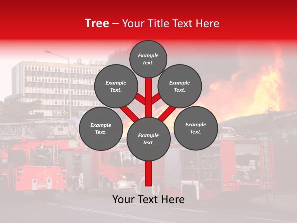 A Red Fire Truck With Black Smoke Coming Out Of It PowerPoint Template
