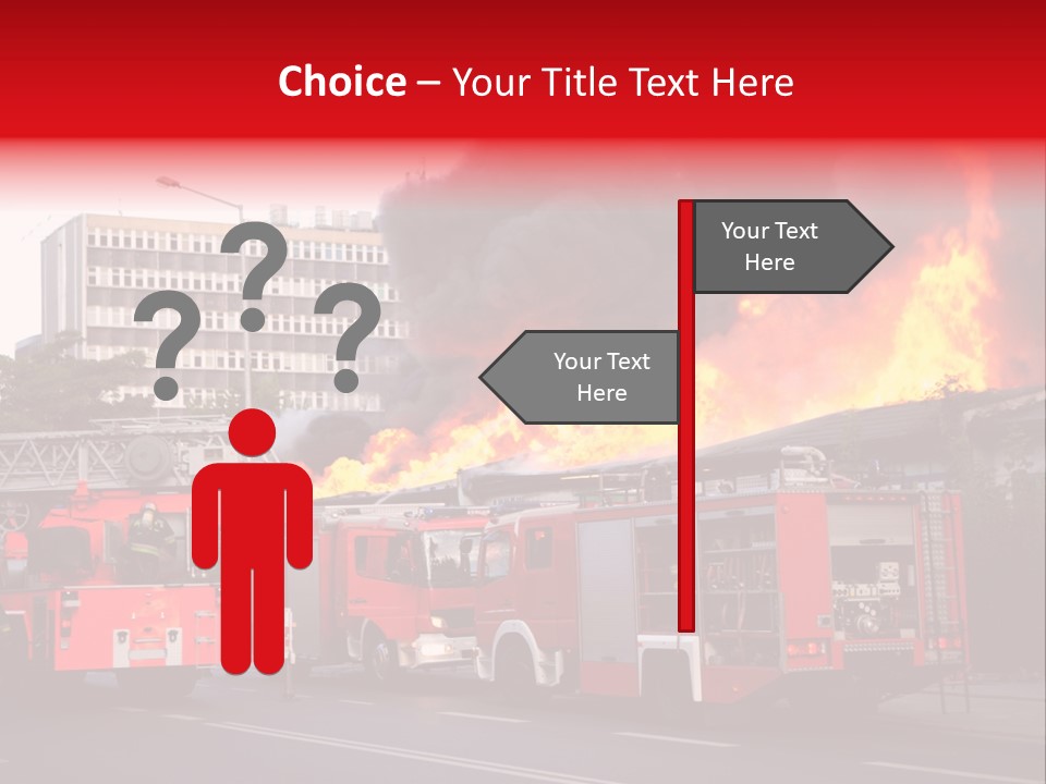 A Red Fire Truck With Black Smoke Coming Out Of It PowerPoint Template