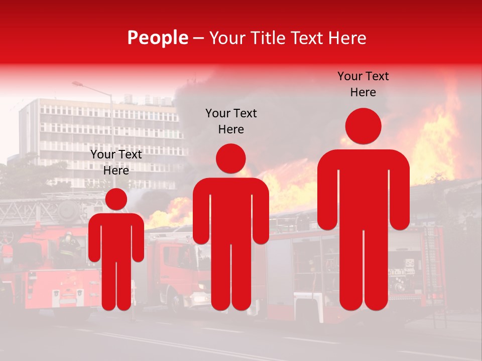 A Red Fire Truck With Black Smoke Coming Out Of It PowerPoint Template