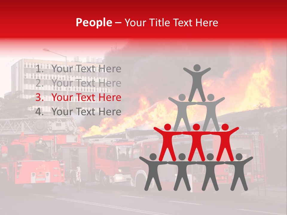 A Red Fire Truck With Black Smoke Coming Out Of It PowerPoint Template